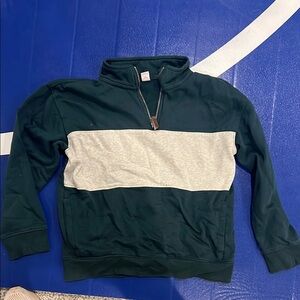 Boys Green and Gray Half-Zip Sweater